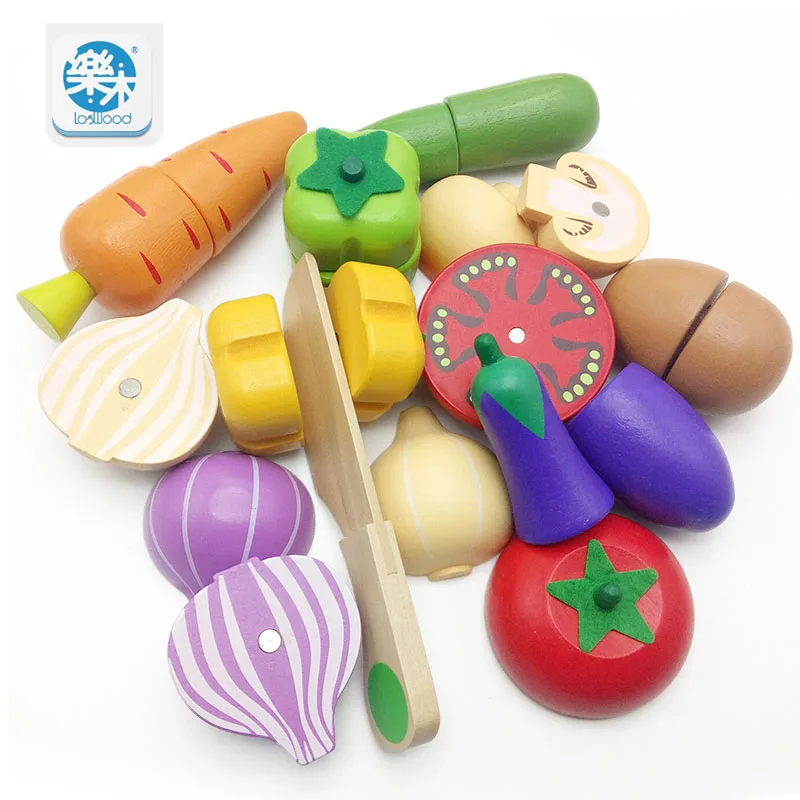Children Wooden Simulation Kitchen Toys Set Cut Vegetables Toy Preschool Montessori Educational Toys Gift