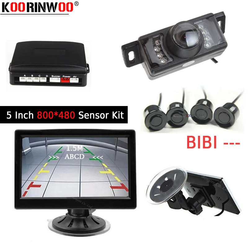 Koorinwoo визуальный парктроник HD 5 ЖК дисплей цвет автомобиля мониторы ИК 170 ночное видение Автомобильная камера заднего вида Парковка сенсор системы Комплект
