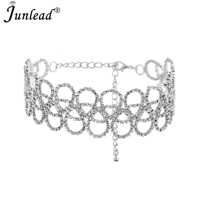 

Junlead Sexy Fashion Design Luxury Crystal Vintage Choker Necklace Bib Collier Collar Silver Gold Neck Chocker for Women Jewelry