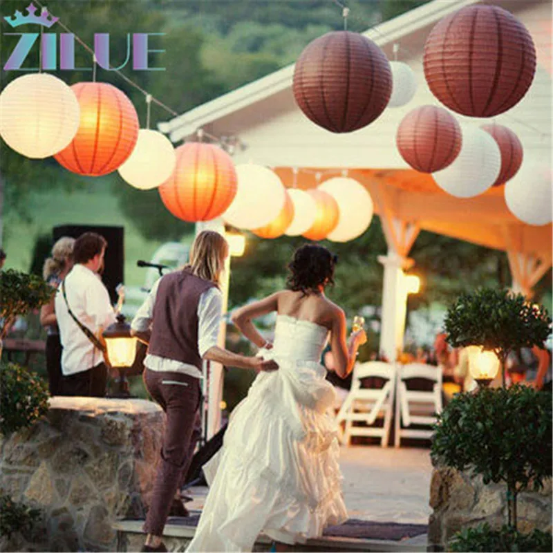 

Zilue 10pcs/Lot Paper Lantern Brown Round Hanging Wedding Halloween Thanksgiving Party Paper Lantern Decoration Accessories