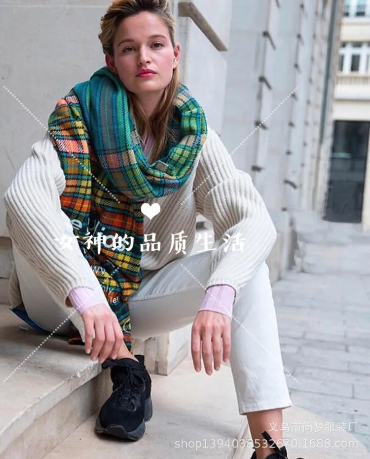 

A New Scarf ACColor Checker for Autumn and Winter in Europe in 2018,Printed imitation cashmere warmth net red shawl couple scarf