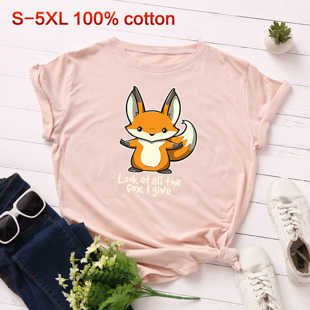 SINGRAIN размера плюс Лисичка женская футболка S-5XL милые Мультяшные футболки Harajuku базовые Топы с надписями Повседневная летняя футболка с животным принтом