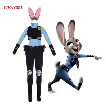 

Newest Hot Sale Stock American Rabbit Zootopia Officer Judy Hopps Personify Movie Cosplay Costume With Ear Tail And Shoes Cover