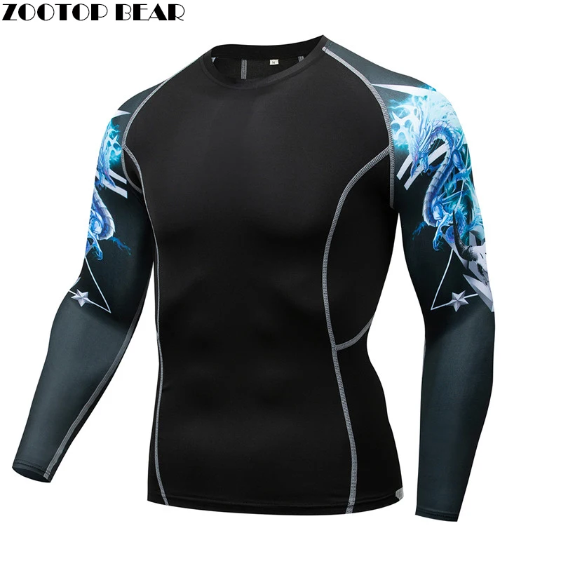 

Cyan Dragon Men Compression T-Shirt 3d Short MMA Rashguard Men Male Quick Dry Sleeve Tops Fitness Shirts Drop Ship ZOOTOP BEAR