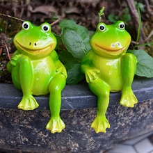 1Pair Cute Resin Sitting Frogs Statue Garden Store Decorative Frog Sculpture For Home Desk Garden Decor Decorations Little Frogs
