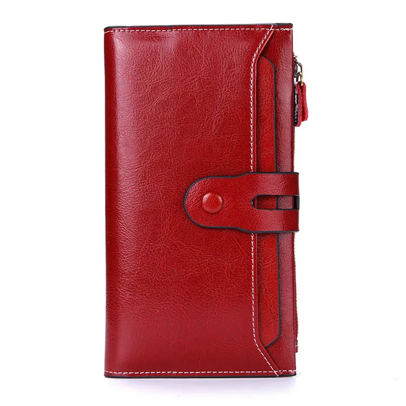 Фирменный дизайн женские кошельки из натуральной кожи длинный дизайн клатч кошелек женский съемный чехол для карты кошелек женский кошелек для монет - Цвет: Red