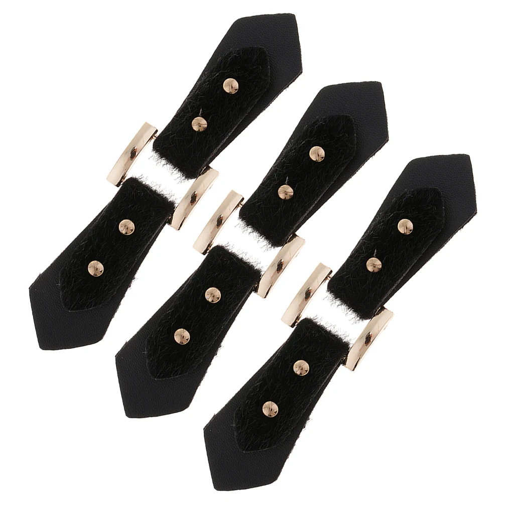 3 Pairs Leather Button Toggle Closure with Metal Buckles for Coat Jacket Duffle 13.2x2.8cm
