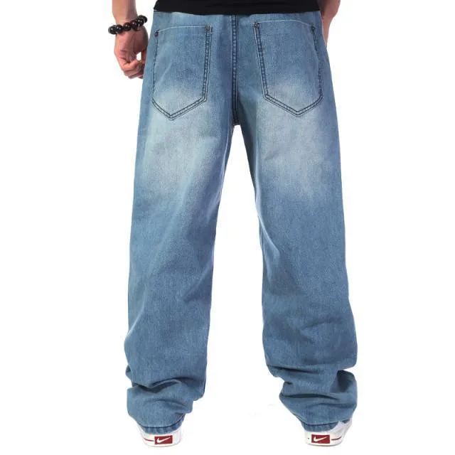 Новинка, модные Мешковатые стильные мужские джинсы в стиле хип-хоп, свободные, с большим карманом, для мальчиков, скейтборд, рэп, панк, потертые, размера плюс 30-44, 46