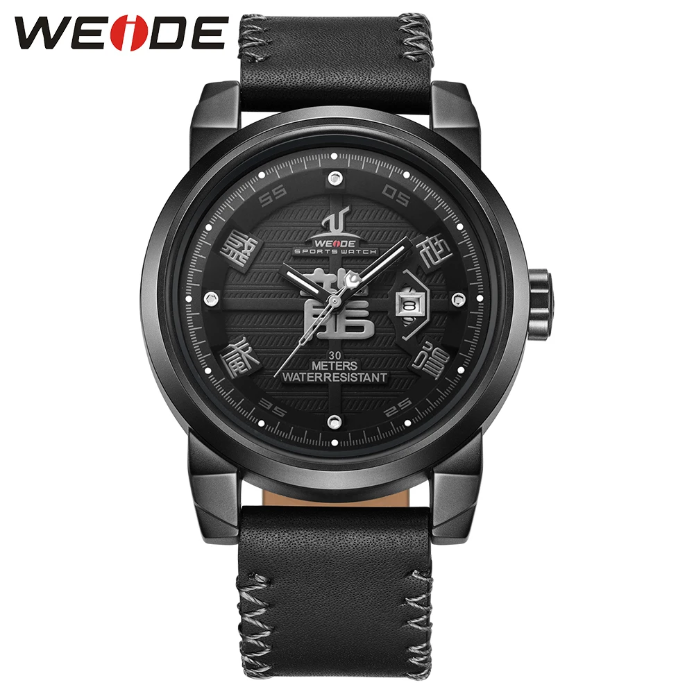 

New WEIDE Universe Brand Men Waterproof Sports Watch Leather Bracelet Men's Quartz Analog Date Display With Chinese Words Dragon