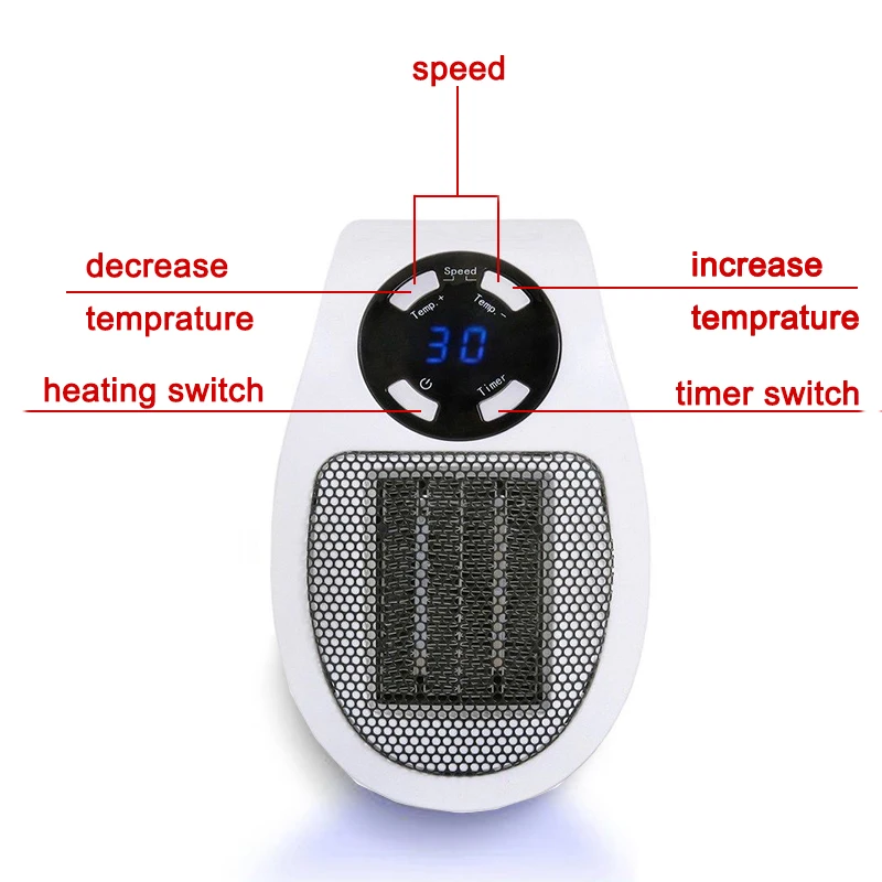 500W Electric Heater Mini Handy Heater Warmer Fan Desktop Household Wall-Outlet Handy Heater Stove Radiator Warmer Machine  (6)