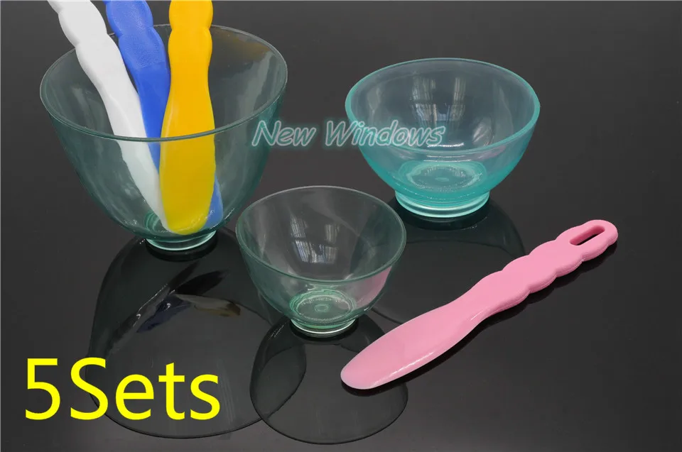 NEW 5Sets Dental Lab Silicone Flexible Rubber Mixing Bowl + Spatulasin