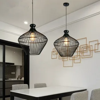 

Nordic loft industrial retro cage pendant lights iron pendant lamps for living room bedroom bar cafe kitchen lighting fixtures