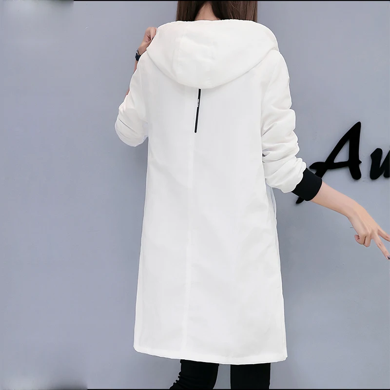 

New 2019 Spring Autumn Trench Coat Women Causal Long Sleeve With Hooded Long Army Green Female Coat Casaco Feminino ZS196