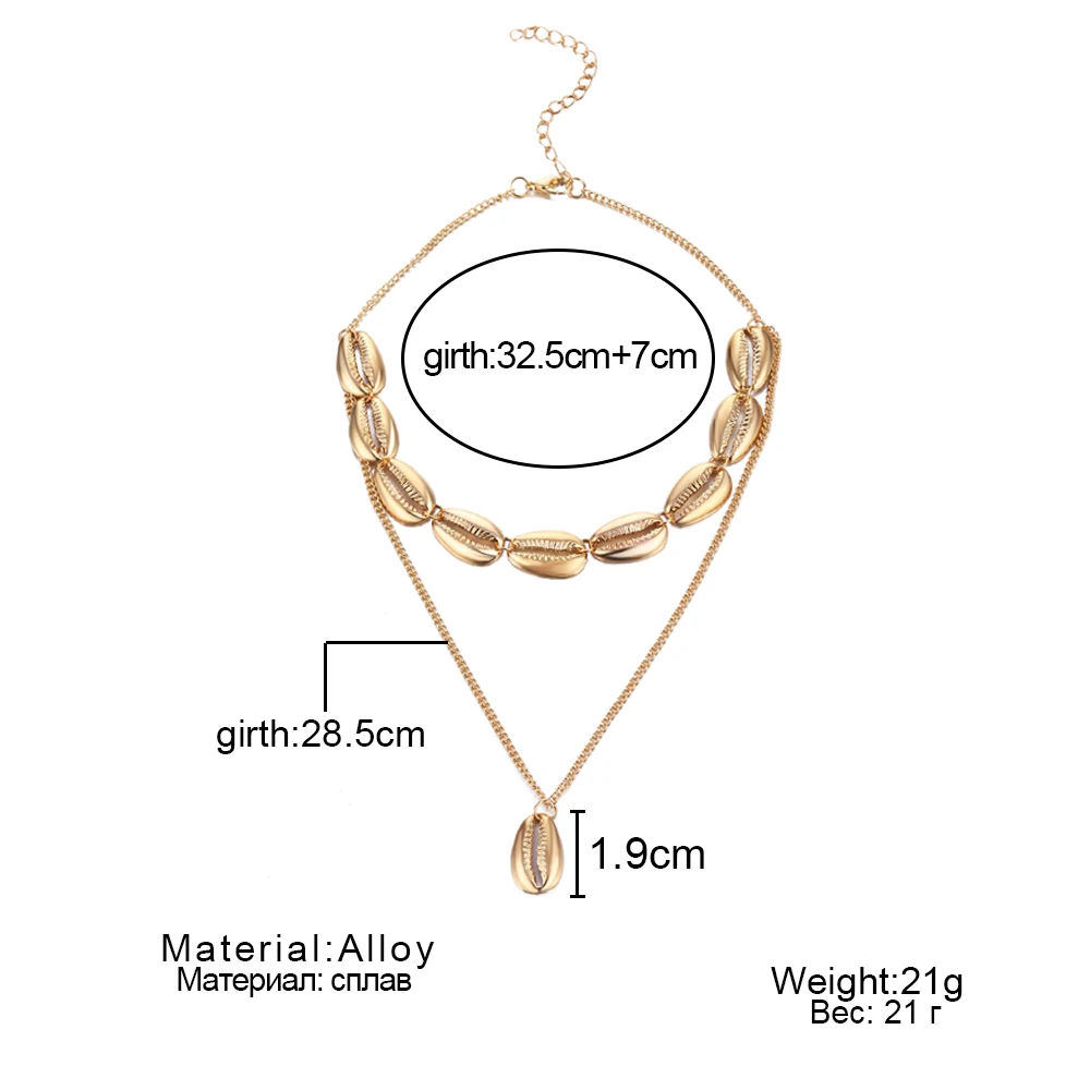 KISSWIFE Multilayer Shell Trendy Necklace for Women Gold Color Long Chain Seashell Ocean Beach Boho Pendant Necklaces Jewelry - Image 6