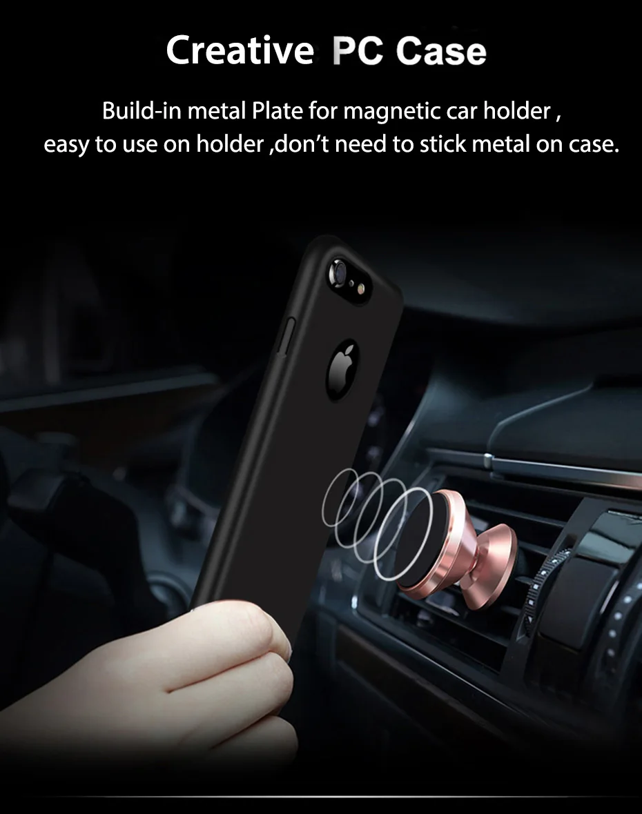 Чехол для телефона для iPhone X, 6, 6s Plus, чехол, защита 360, жесткий чехол из поликарбоната для iPhone 7, 8 Plus, встроенный магнитный автомобильный держатель, металлическая пластина