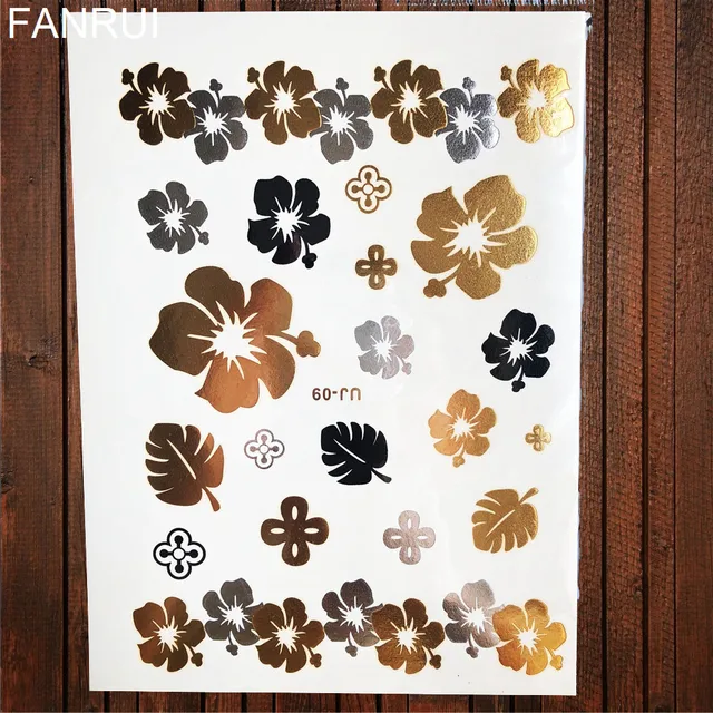 08 24 De Réductionor Métallique Papillon Temporaire Tatouage Lance Henné Fleur Femmes Flash Tatouage Autocollant Fille Corps Main Art Imperméable