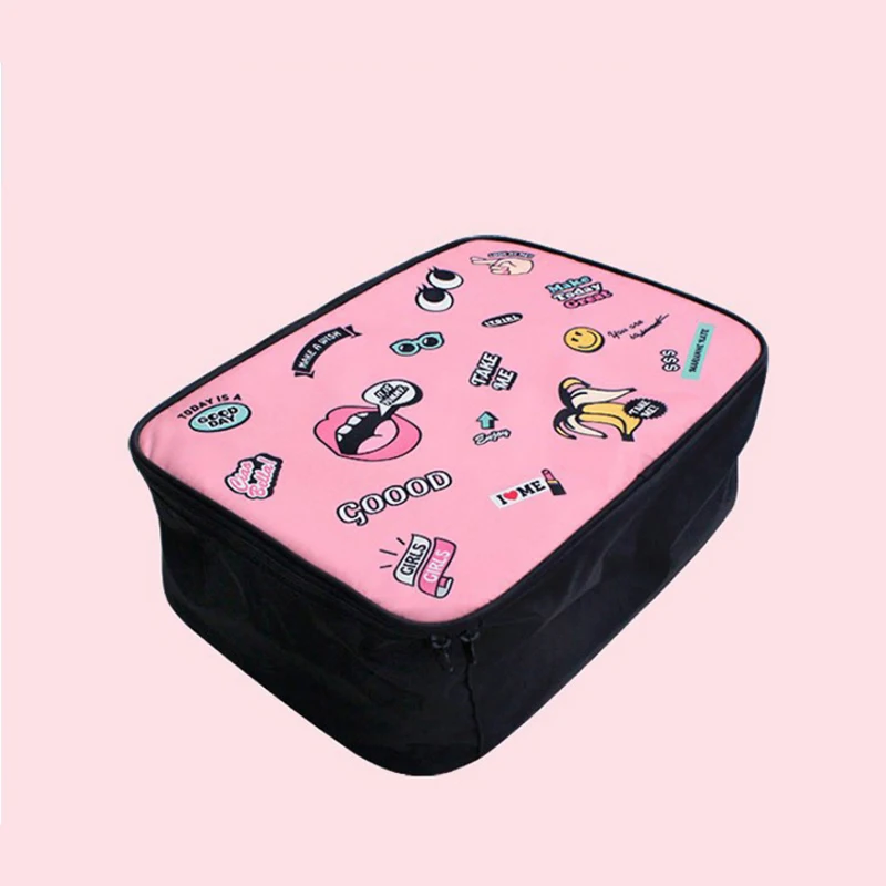 Дорожная сумка из полиэстера с милым рисунком для женщин, вместительная переносная сумка для багажа, переносные чемоданы и дорожные сумки, детский Багаж - Цвет: Pink  L  size