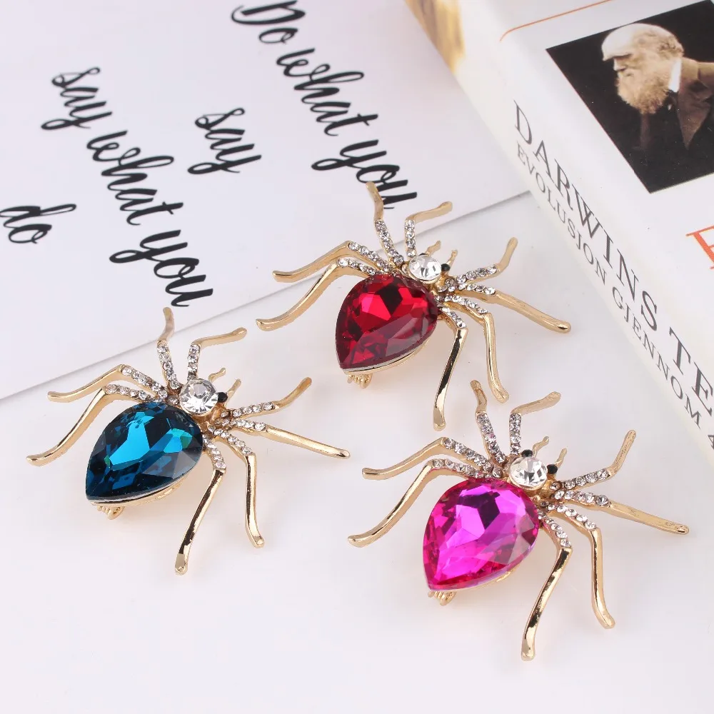 

TODOX Brooch Fashion beauty Women rose gold Zinc Alloy crystal exquisite spider insect pins garment accessory activity party new