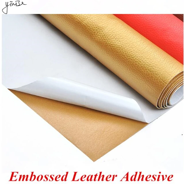 US $10.70 50138cm Embossed Adhesive Leather litchi PU Leather Fabric Back Glue Artificial Synthetic Leather 
