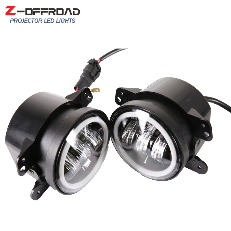  4 Inch Fog Lights LED Halo Ring Angel Eyes Driving Off Road Lamps with Amber Turn Signals for Jeep  - 32979961504