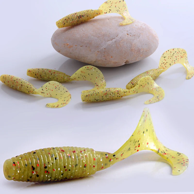Fishing lure 5Pcs/lot 3.3g 70mm quality professional soft lure worm curly tail grub Artificial Fake Bait fly fishing wobbler
