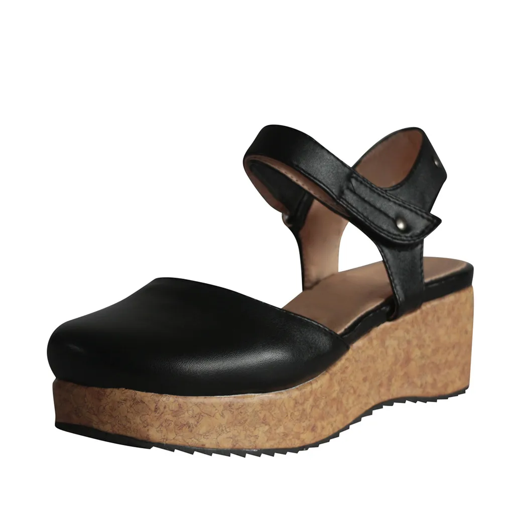 

SAGACE Fashion Retro Women Flats Wedges Round Toe Thick bottom Non-slip Roman Sandals Platform Hook Loop Summer Sandals May 25