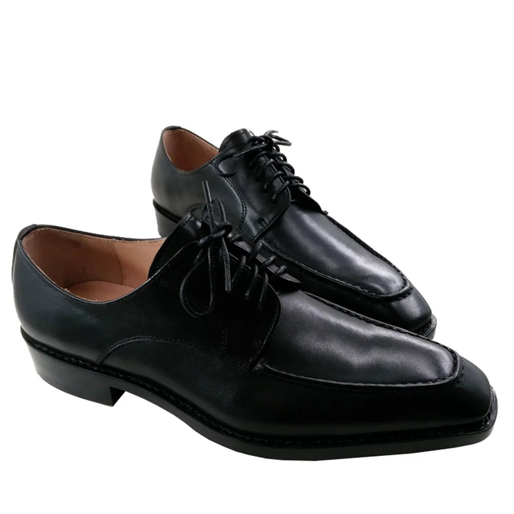 Sipriks/черные модельные туфли из натуральной кожи; итальянская прошитая обувь на заказ; роскошные мужские топсайдеры на плоской подошве; Boss; обувь для офиса