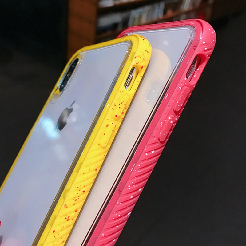 Карамельный цвет, волнистая оправа, противоударный чехол для iphone 11 XS Max XR 6 6s 7 8 Plus, прозрачный TPU+ PC, жесткий защитный чехол для телефона