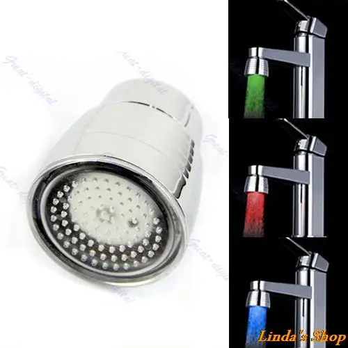 

HNGCHOIGE Silver ABS Chroming Temperature Sensor 3 Color Kitchen Water Tap Faucet RGB Glow Shower LED Light