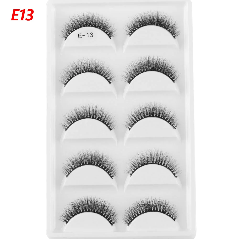 E13 5 пар/кор. 3D Мягкие естественные длинные норковые Накладные ресницы Объемные крестообразные ресницы пушистые глаза макияж бескорыстные инструменты - Цвет: E13