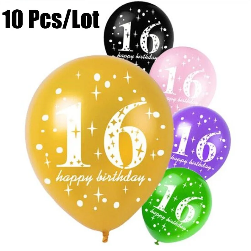 

10 Pcs 16th Birthday Party Decoration 16 Ballon Lollipop Balloons Gold Pink Latex Balloon Birthday Accessories