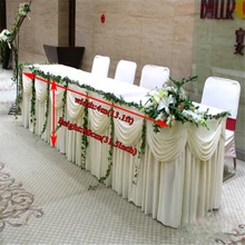 13.1ft(W)* 31,"(H) чистая белая ледяная шелковая Скатерть свадебный стол юбка для праздничного стола для банкетов юбка с крышкой стола swag