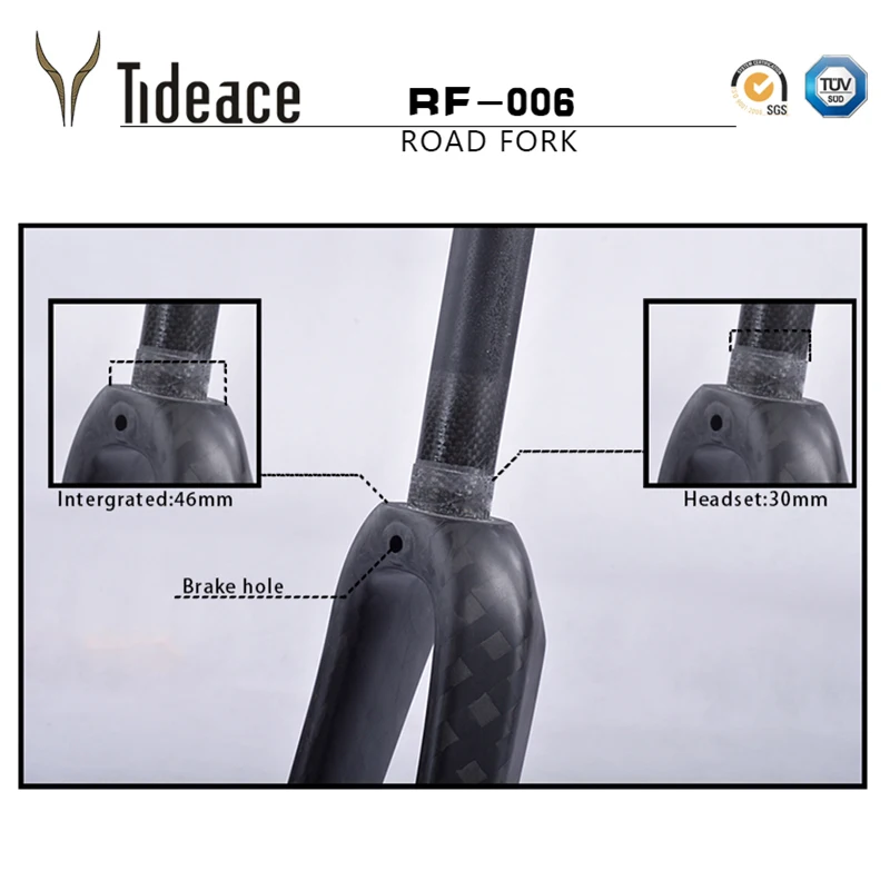 Tideace RF-006 только 352 г шоссейный велосипед полностью из углеродного волокна, вилки, углеродные фиксированный Шестерни углеродный руль для велосипеда вилки дороги углерода передней вилки