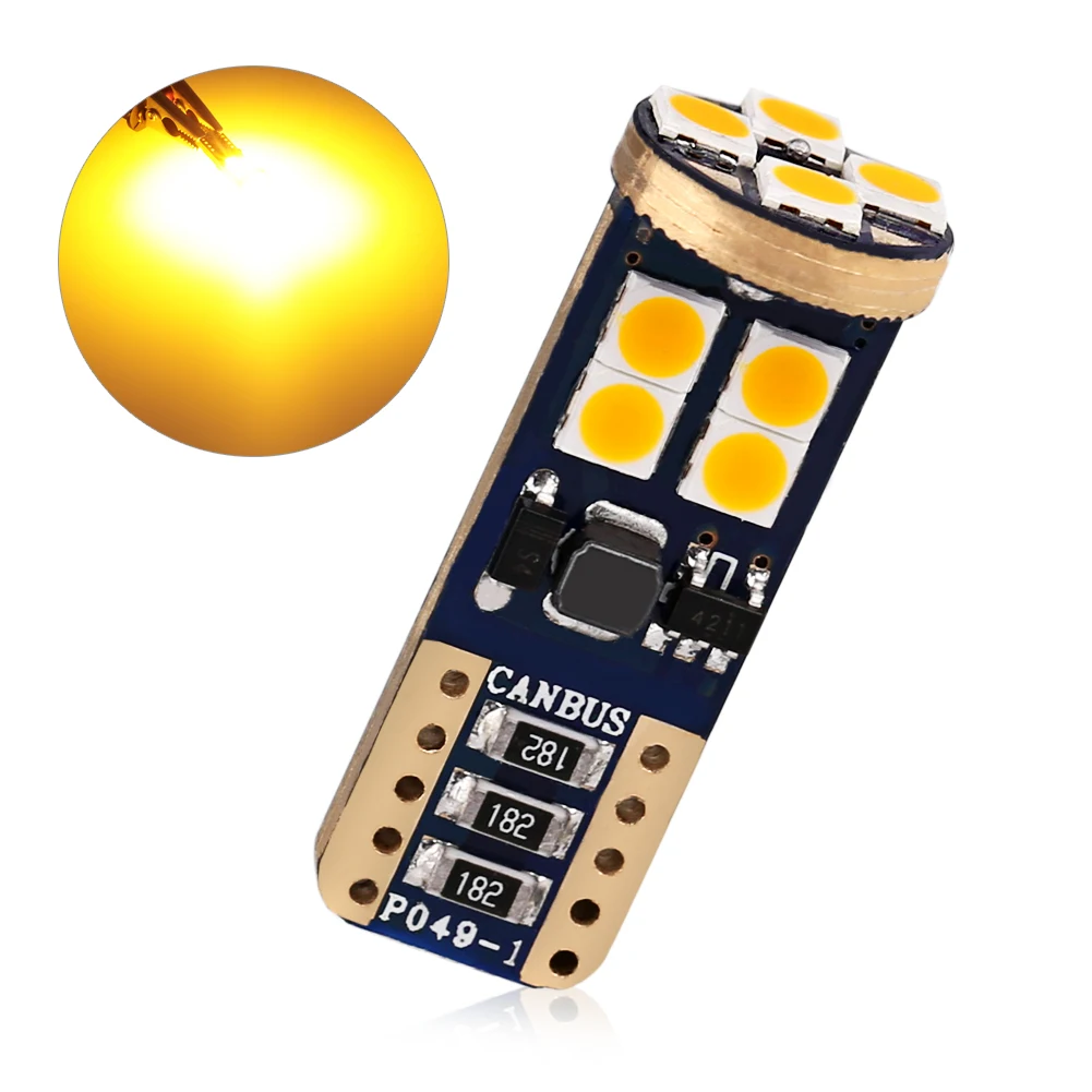 10 шт. T10 W5W 3030SMD 12В Светодиодная лампа сигнальные огни Canbus Error Free Led Габаритные огни ЧТЕНИЯ ИНТЕРЬЕР Розничная посылка - Испускаемый цвет: 10PCS yellow