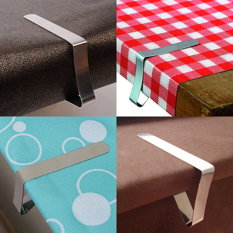 4pcs/set stainless steel tablecloth clip Useful Stainless Steel Table Cloth Clips Holder Cloth Clamps Party Picnic