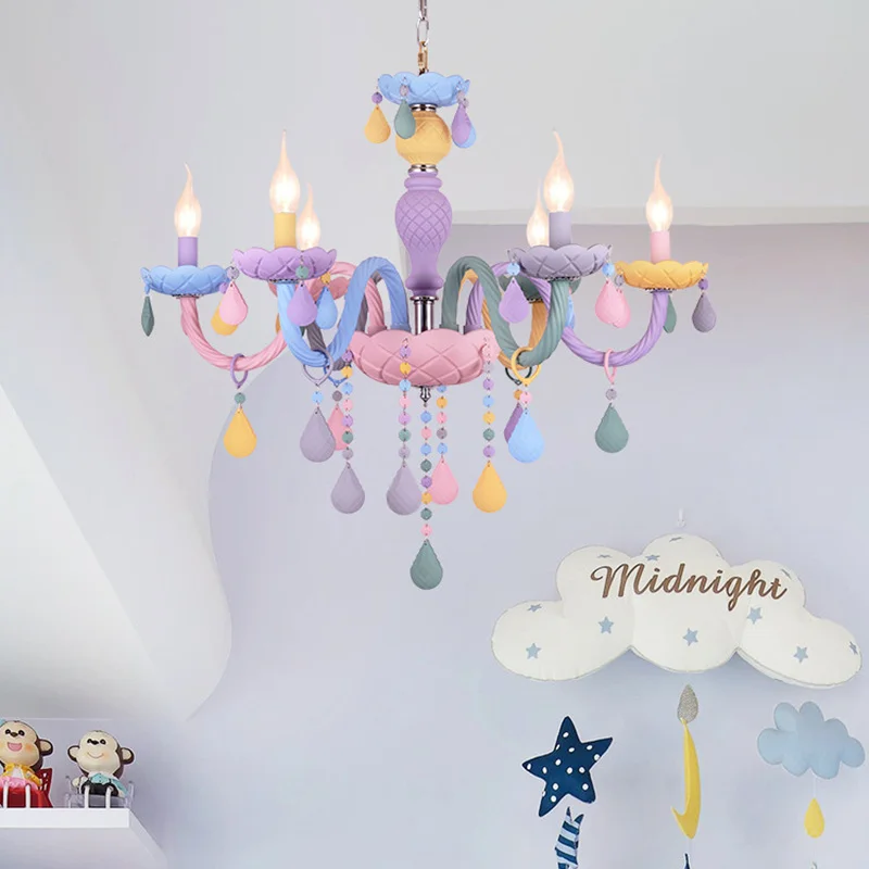 Lustre de Cristal Macaron Droplight Crianças Quarto Lustre Criativo Fantasia Menina Princesa Luminária Luminárias Cor 16 quarto lustre criativo fantasia menina princesa luminária luminárias