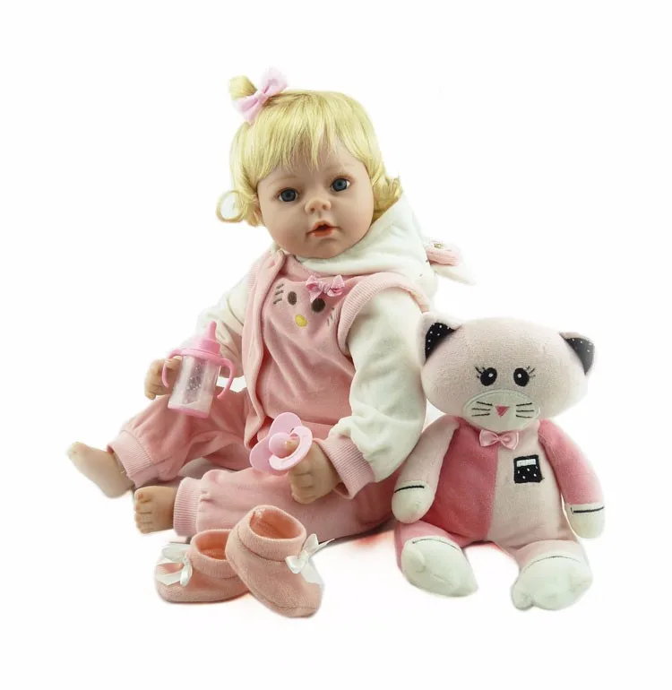 22 "высокое качество силиконовые reborn Младенцы Куклы светлые волосы Принцесса Девочка Кукла reborn роскошный набор игрушек для ребенка