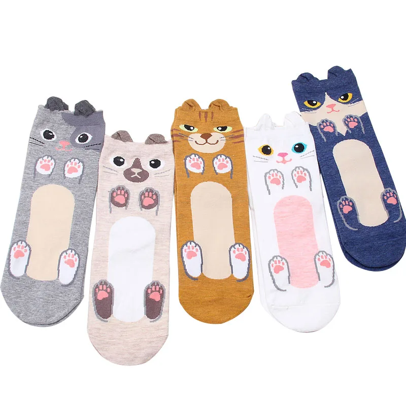 6 пар Для женщин короткие носки японский Стиль с милым рисунком кота Животные Обувь для девочек забавные носки meias носки дезодорант