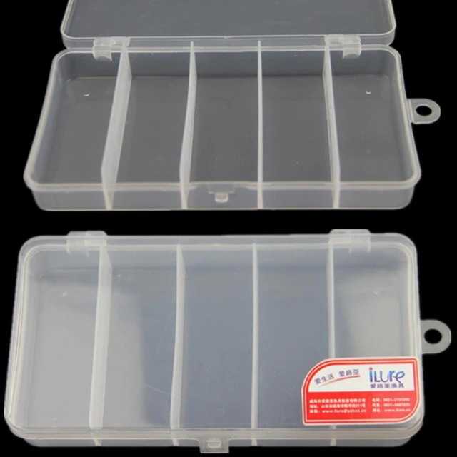 Portable 5 Compartments Sea Fishing Boxes Transparent Fishing