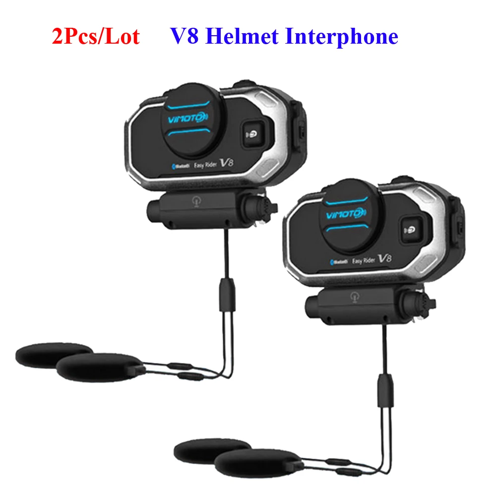 2PCS/Lot V8 Waterproof Helmet Headset Multi functional 2 Way Radio BT