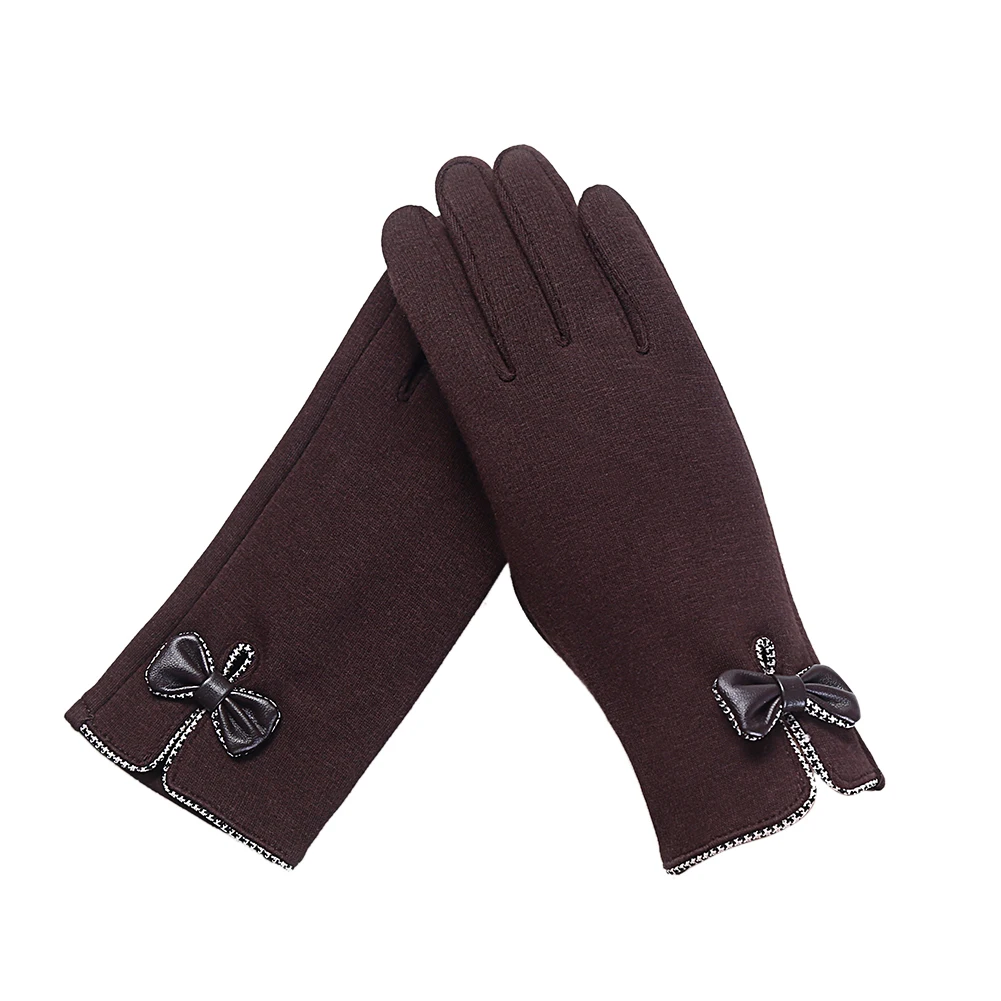 Для женщин ветрозащитный Сенсорный экран перчатки зимние толстые теплые утеплителем на подкладке Смарт Texting перчатки