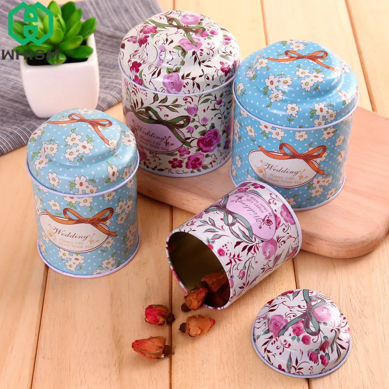 

WHISM Metal Tea Box Coins Storage Case Iron Storage Boxes Tin Mini Candy Container Makeup Organizer Wedding Favor Holder