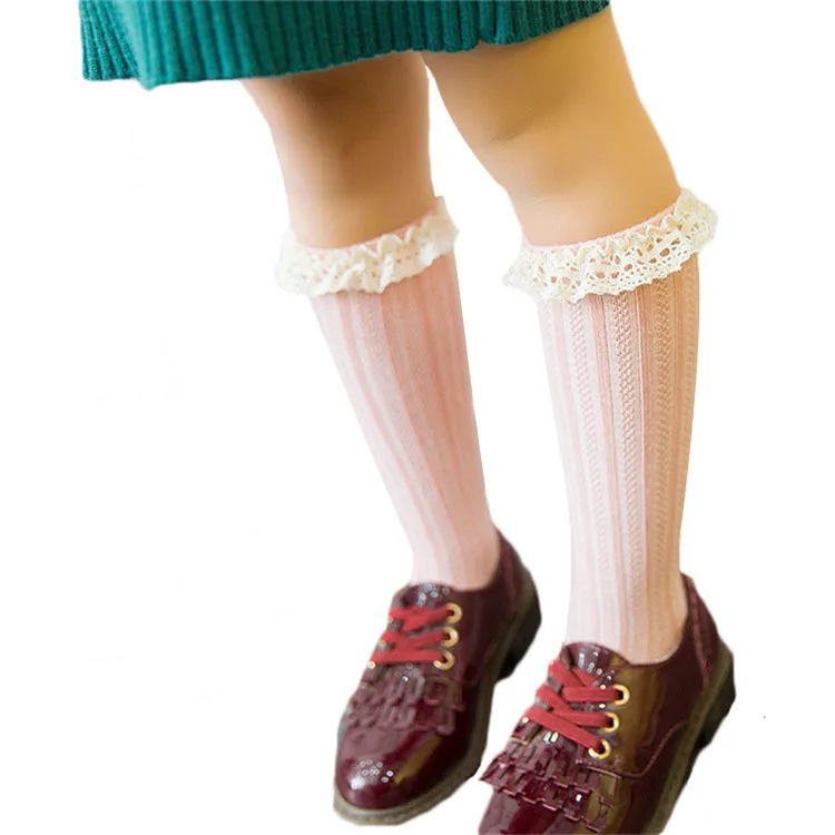 Детские носки кружевные гольфы для малышей длинные милые гетры для маленьких девочек, носки для новорожденных девочек