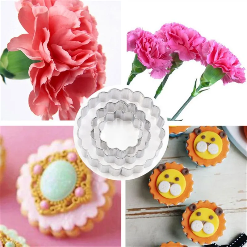 

VOGVIGO 3pcs/set Flower Cookie Mold Stainless Steel Carnations Wedding Cake Decor Sugarcraft Cookie Tool Biscuit Cutter Molds