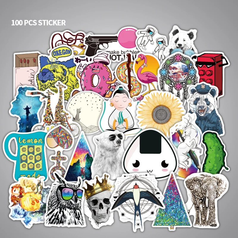 

3 Styles 100pcs/pack Cartoon Cute Stickers For Suitcase Skateboard Laptop Motorcycle Toys Flash Waterproof Graffiti Decals