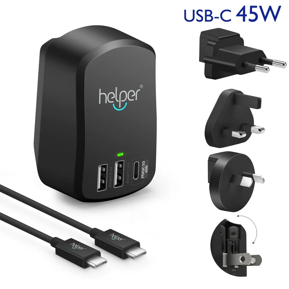 USB C PD настенное зарядное устройство 3 порта с Type быстрая зарядка 45 Вт дорожное для