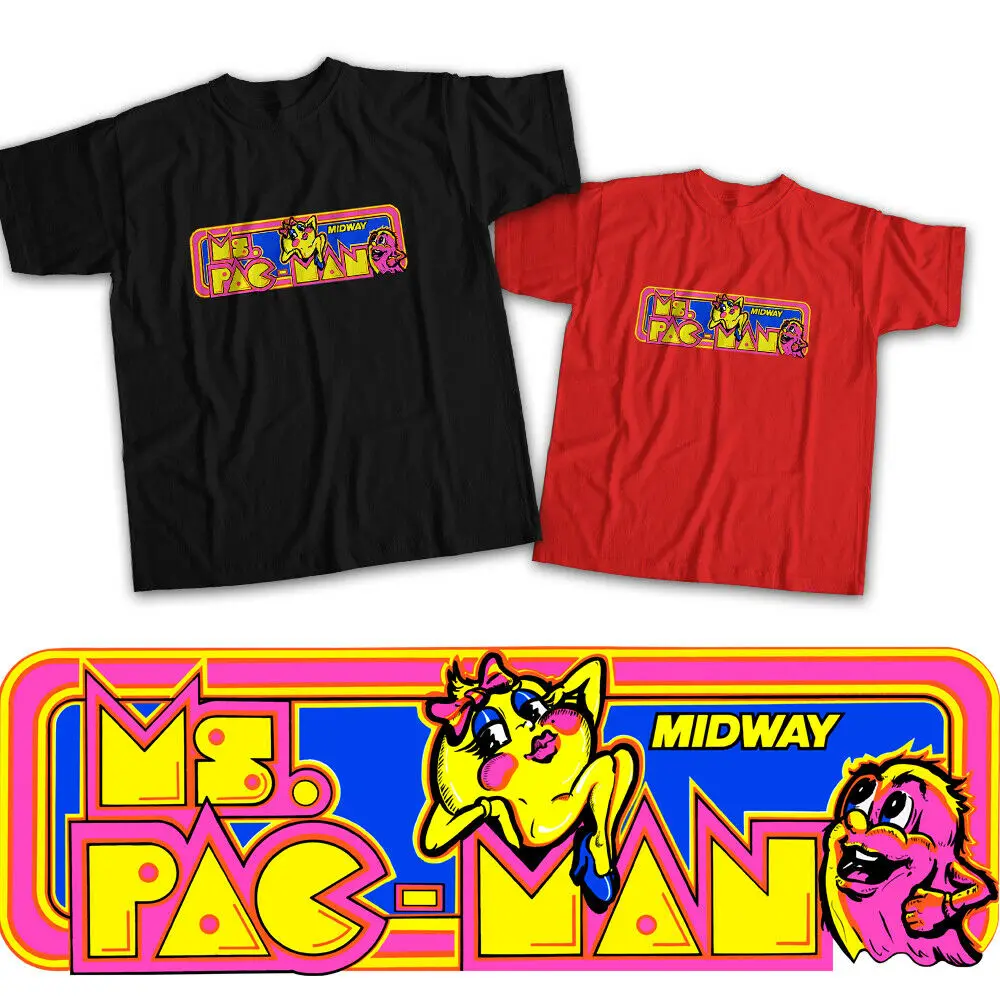 

Ms. PacMan Ghost Classic Retro Arcade Video Game Title Sign Unisex Tee T-Shirt