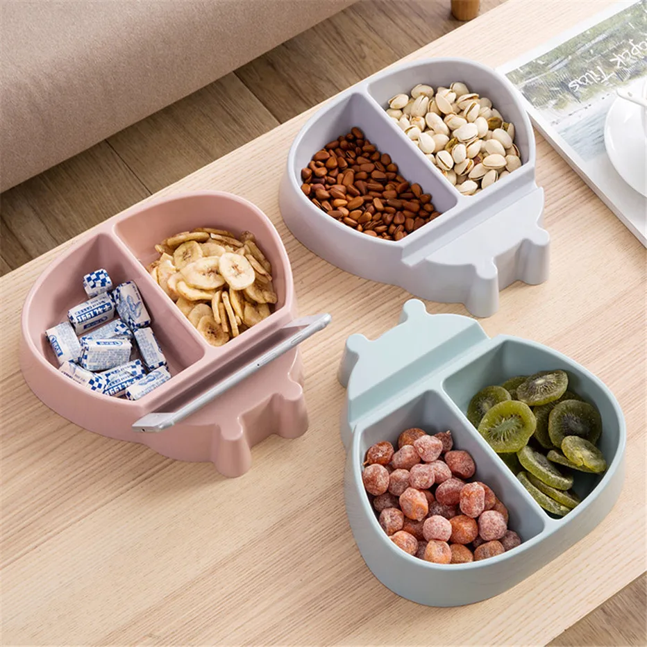 Plastic Storage Box Snacks Nuts Storage Box Garbage Holder Plate Dish Organizer Multifunctional Dry Fruit Container4