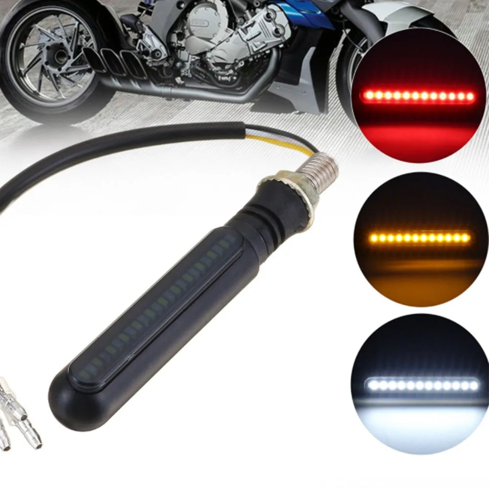 Yetaha 4Pcs 12V Motorcycle Turn Signals 4E Mark LED Flowing Water Flashing Lights Stop Tail Flasher/Running Blinker DRL |