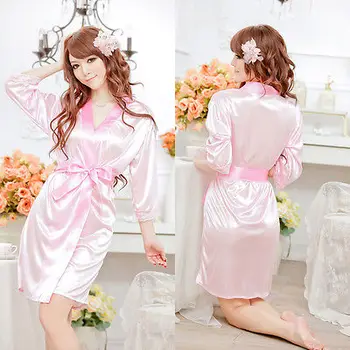 

2019 Sexy Women Clothing Colorful Silk Sleep Wear Rayon Sleepwear Pajamas Nightdress Robes Summer Clothes
